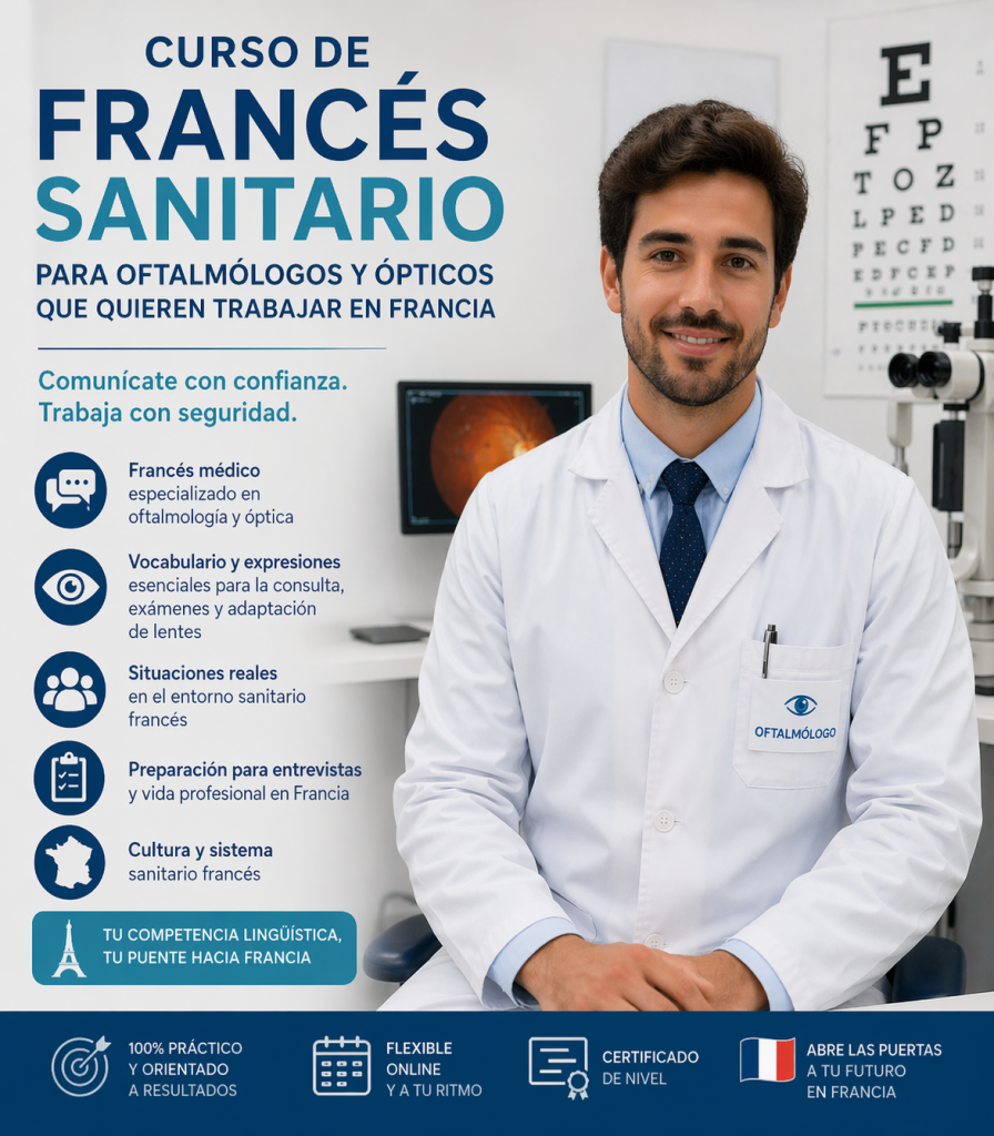 curso de francés sanitario para oftalmólogos y ópticos que quieren trabajar en Francia